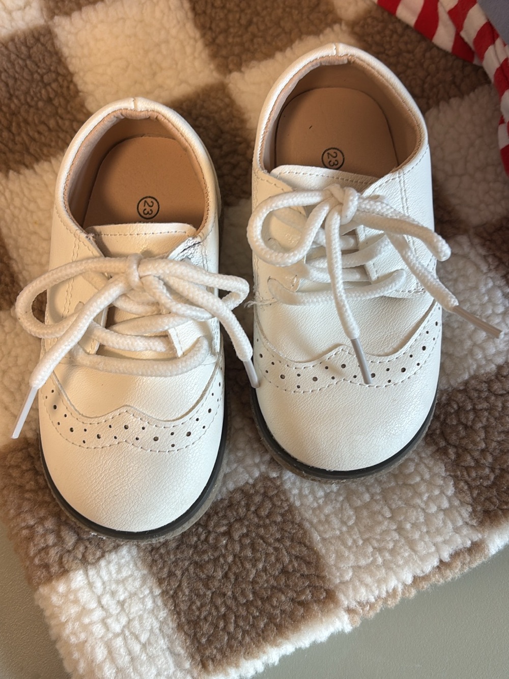White Kids Lace-Up Dress Shoes